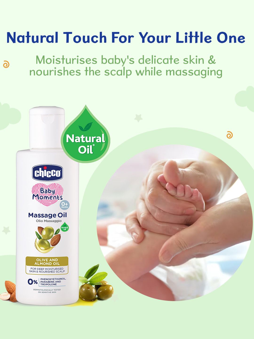 Chicco Baby Moments Moisturizing Massage Oil with Olive & Almond Oil