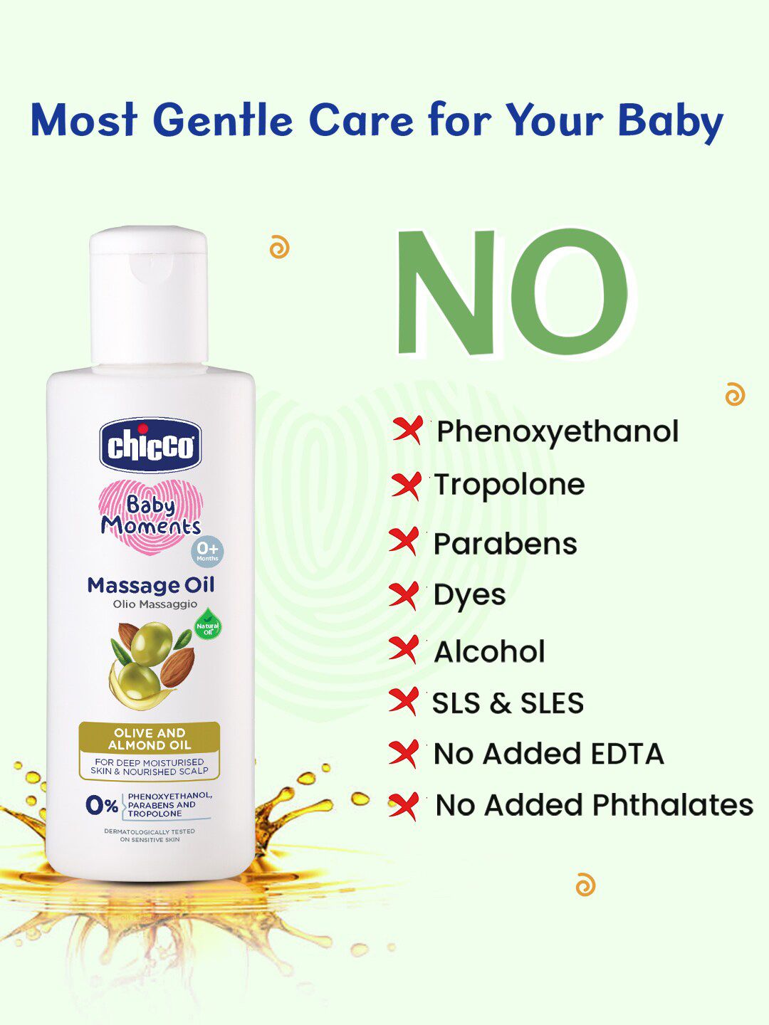 Chicco Baby Moments Moisturizing Massage Oil with Olive & Almond Oil