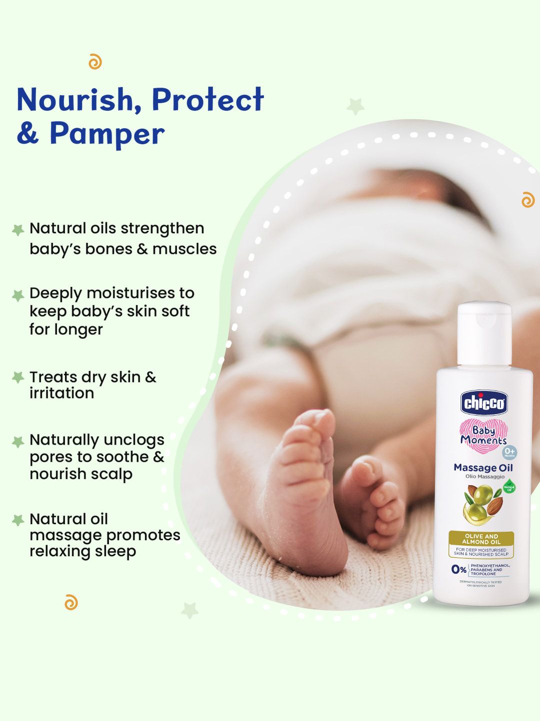 Chicco Baby Moments Moisturizing Massage Oil with Olive & Almond Oil