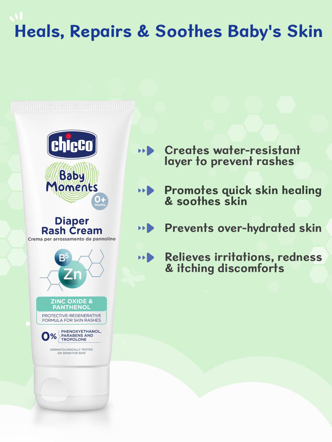 Chicco Baby Moments Diaper Rash Cream - Prevent Rashes & Irritation - 100ml