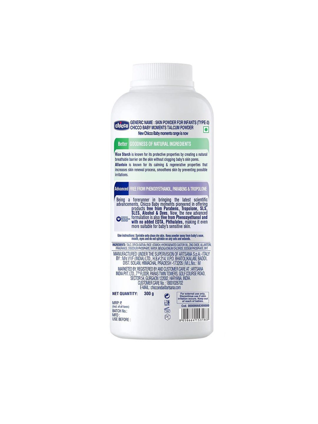 Chicco Baby Moments Talcum Powder Soothes & Moisturizes