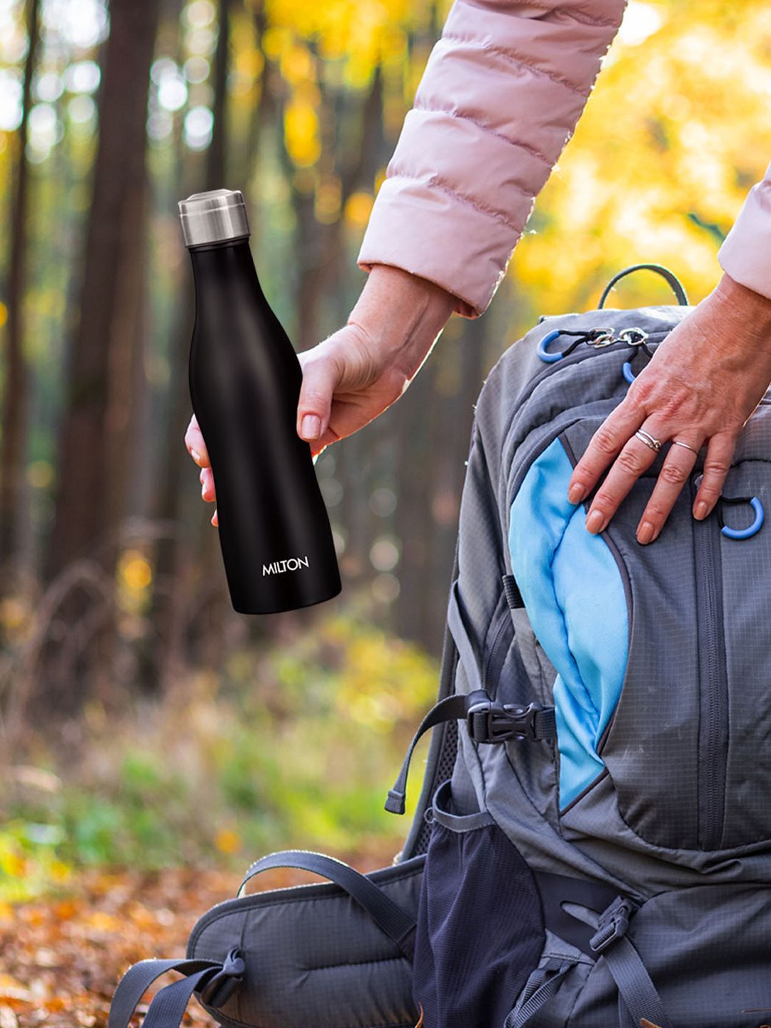 Milton Black Campa 800 Single Wall Stainless Steel Water Bottle