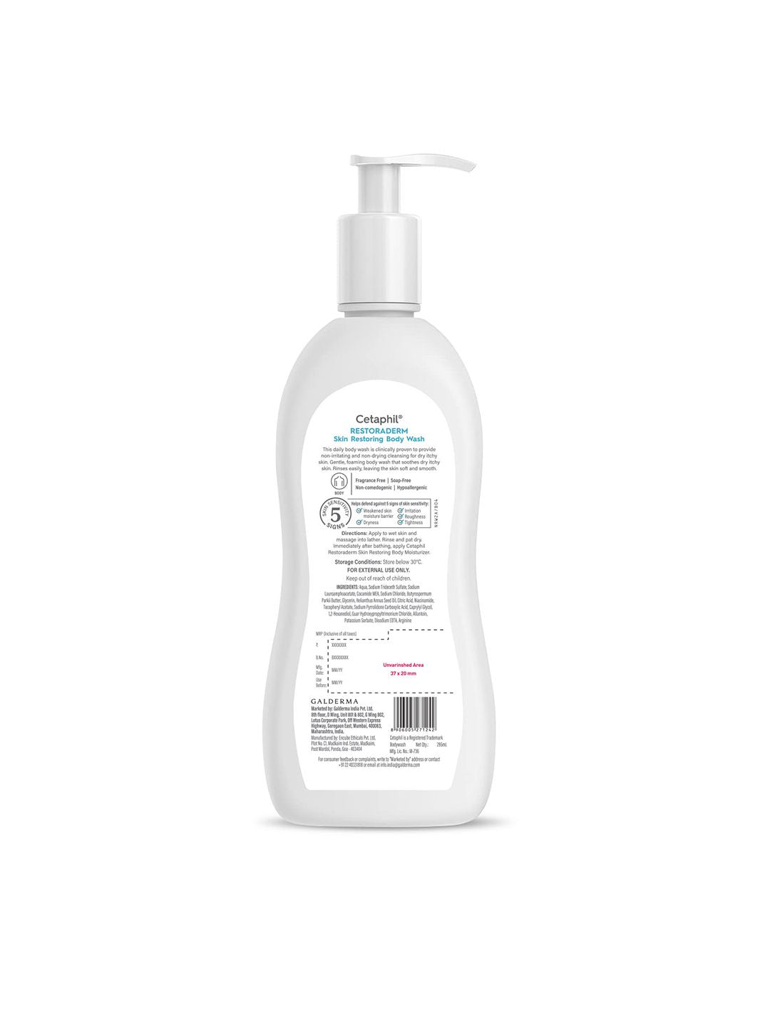Cetaphil Restoraderm Body Wash to Repair Skin Barrier for Dry Itchy Irritated Skin - 295ml
