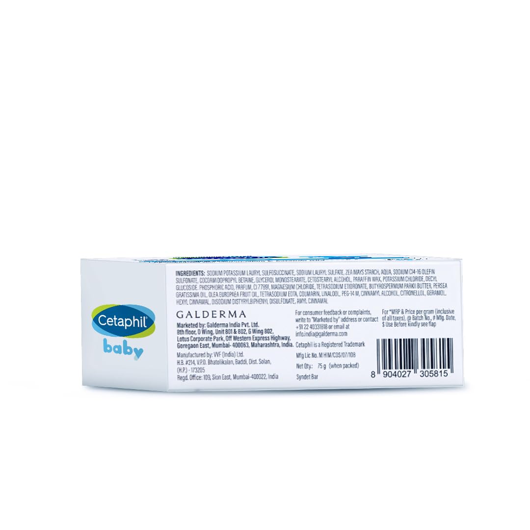 Cetaphil Baby Mild Bar 75gm, Kids Soap for Bath