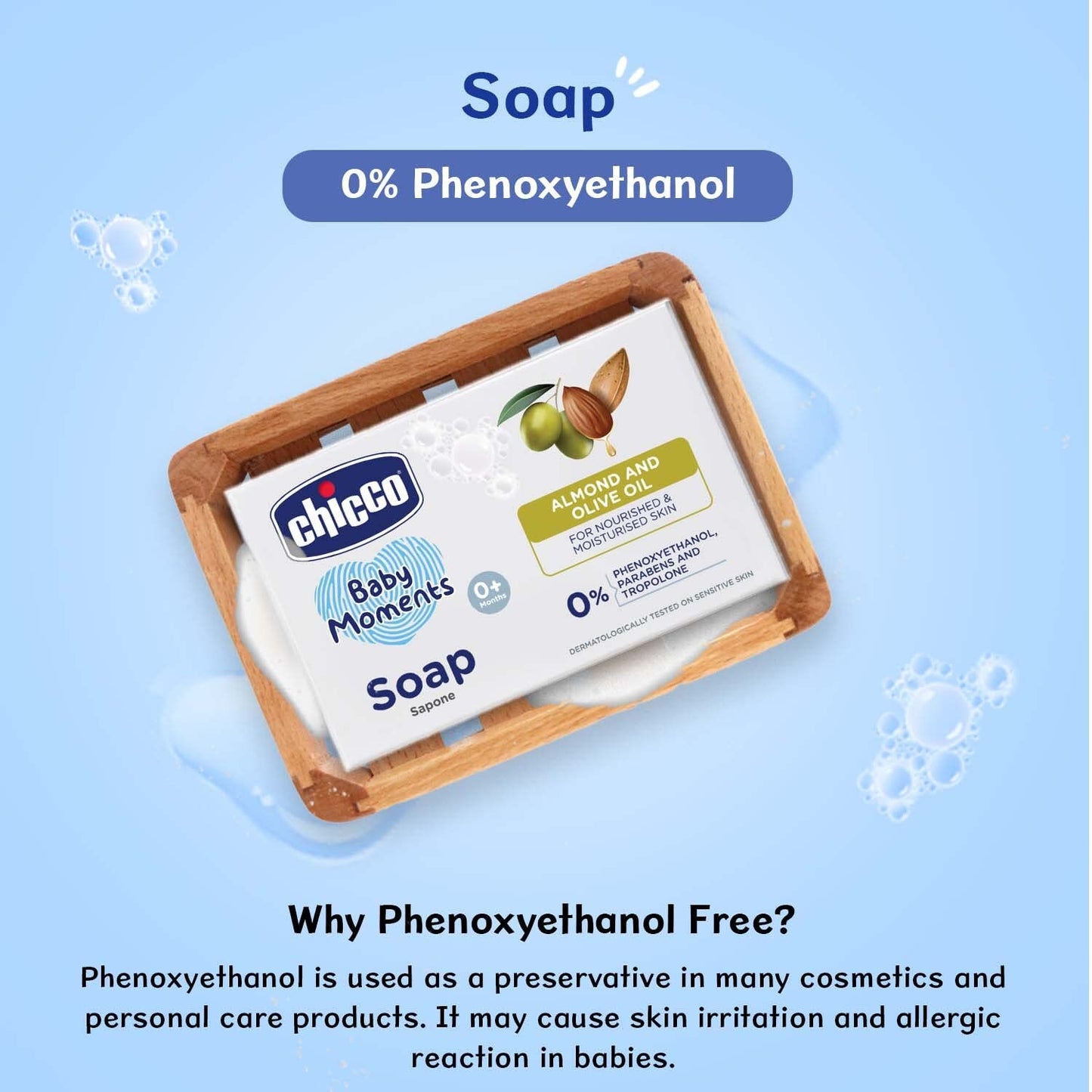 Chicco Baby Moments Bathing Soap for Babies with Almond & Olive Oil