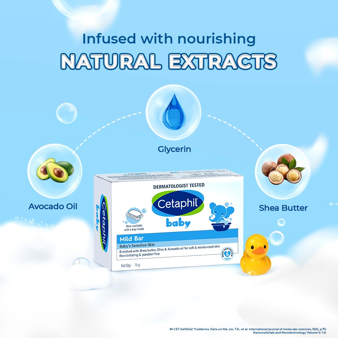Cetaphil Baby Mild Bar 75gm, Kids Soap for Bath