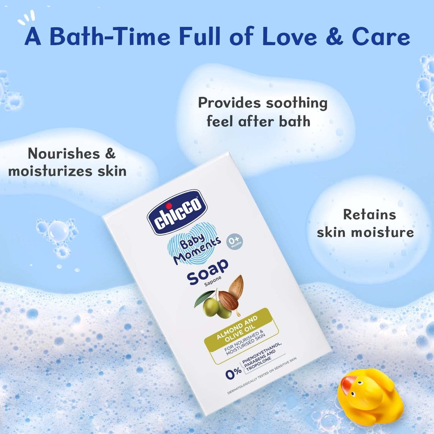Chicco Baby Moments Bathing Soap for Babies with Almond & Olive Oil