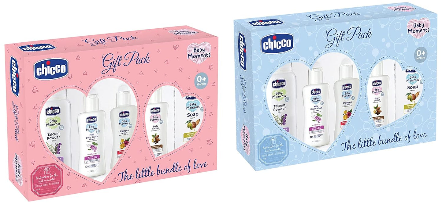 Chicco Baby Essential Gift Set Pink with CHICCO Baby Essential Gift Set Blue Gift