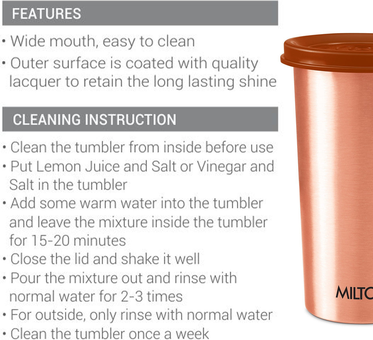 Milton Drinking Water Tumbler with Lid - 500ml