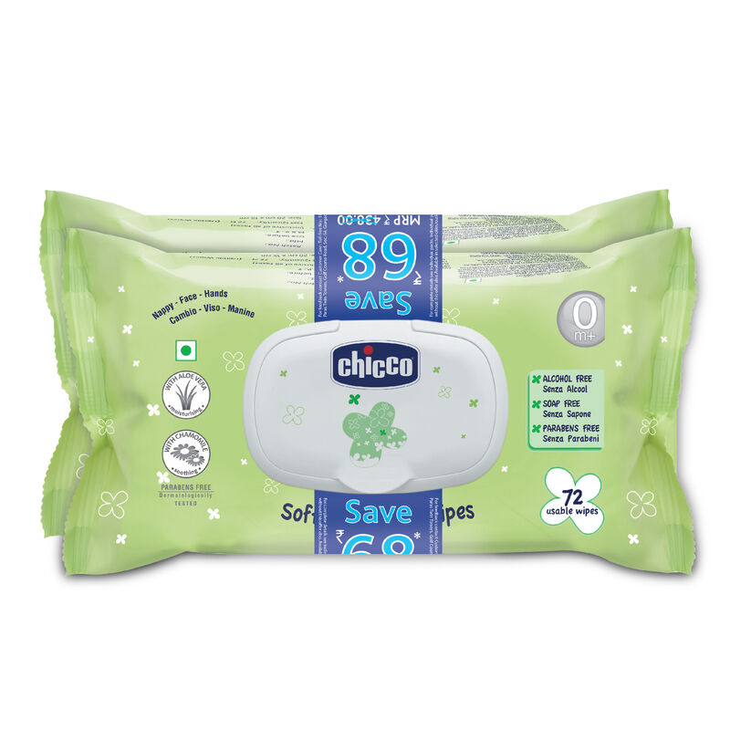 Chicco Baby Moments Soft Cleansing Wipes For Nappy Face & Hands