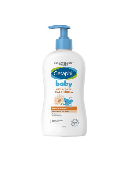 Cetaphil Baby Wash & Shampoo with Organic Calendula & Tear Free Formula - 400ml