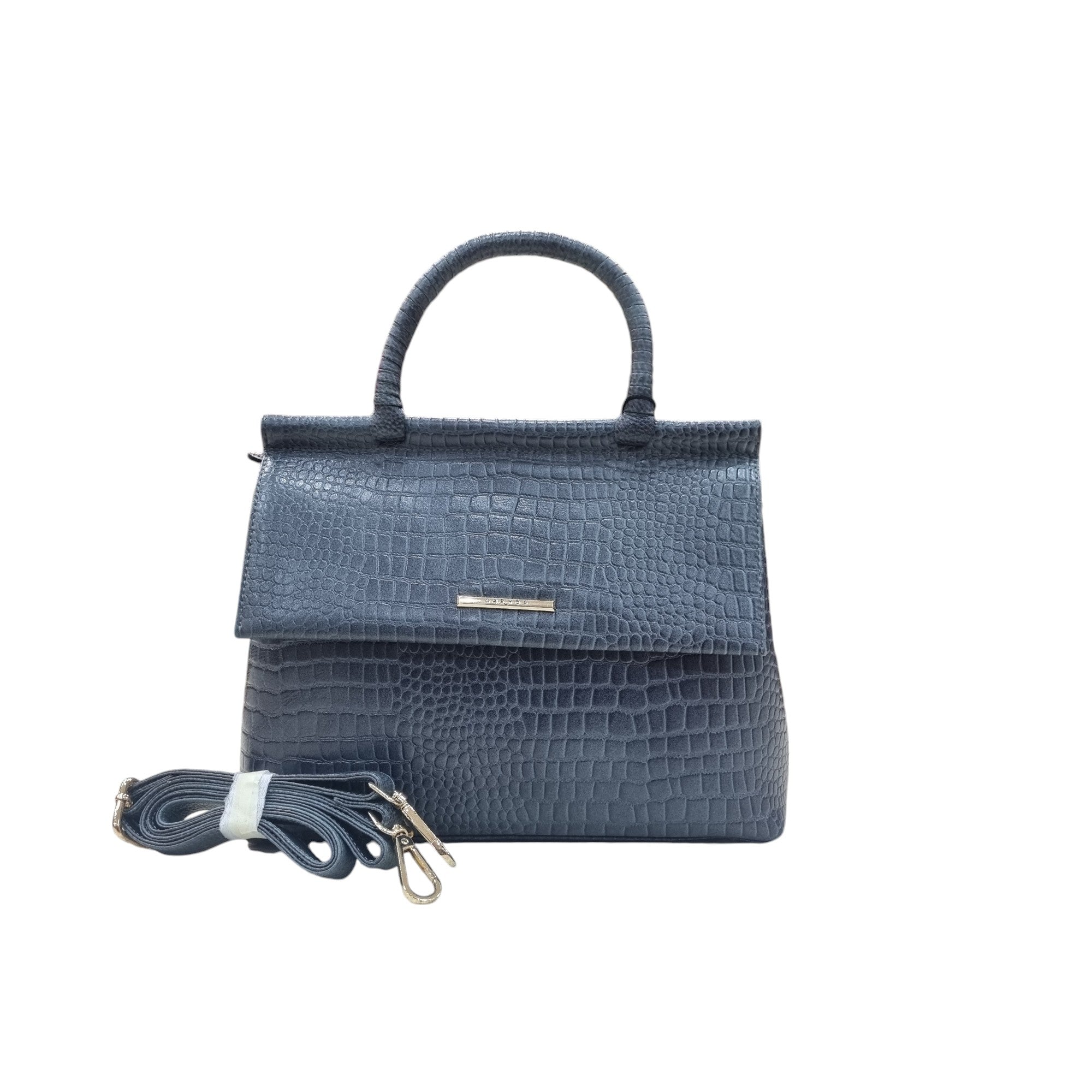 Carybu Blue Leather Ladies Hand-Bag Large