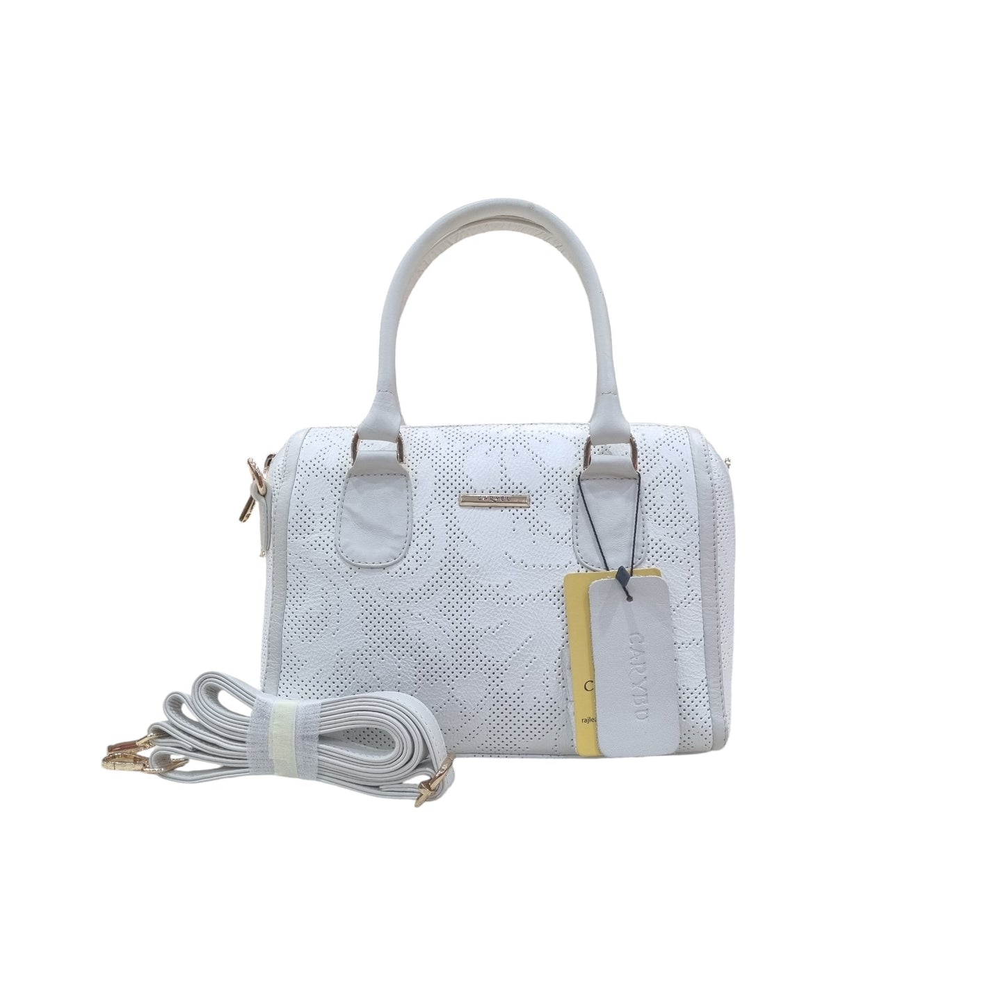 Carybu White Ladies Pure Leather Hand - Bag Small