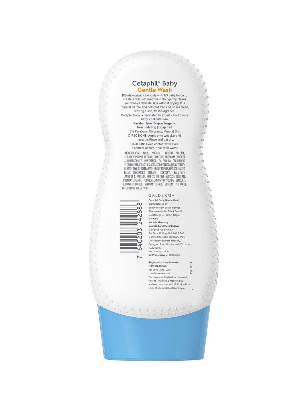 Cetaphil Baby Gentle Wash with Organic Calendula & Tear Free Formula - 230 ml