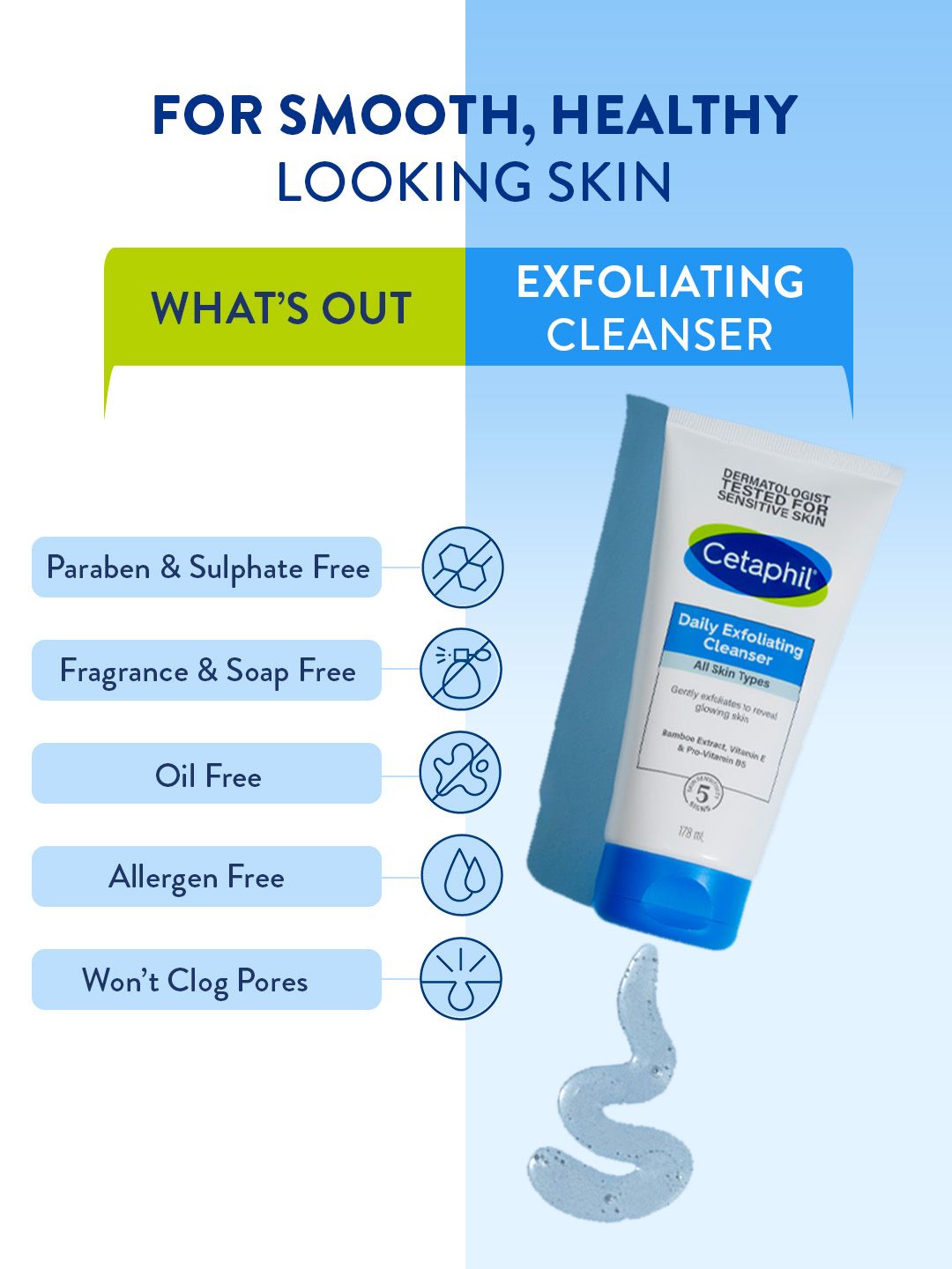 Cetaphil Daily Exfoliating Cleanser for All Skin Types to Remove Dirt & Oil - 178 ml