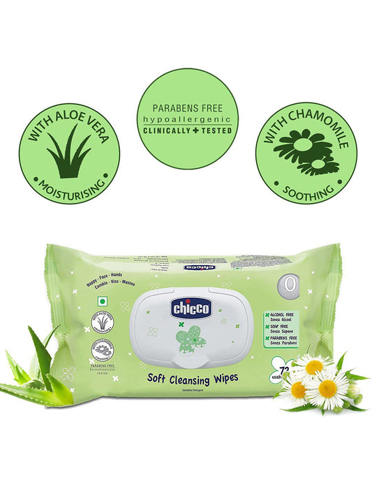Chicco Baby Moments Soft Cleansing Wipes For Nappy Face & Hands
