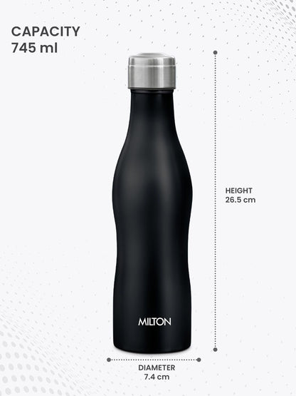 Milton Black Campa 800 Single Wall Stainless Steel Water Bottle