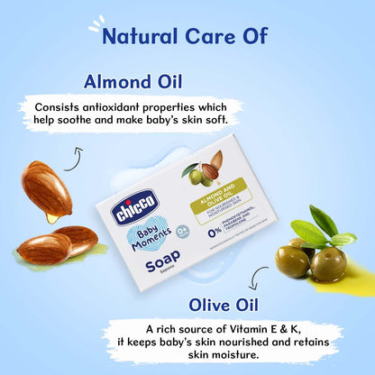 Chicco Baby Moments Bathing Soap for Babies with Almond & Olive Oil