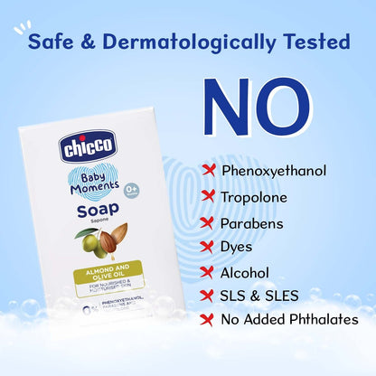 Chicco Baby Moments Bathing Soap for Babies with Almond & Olive Oil