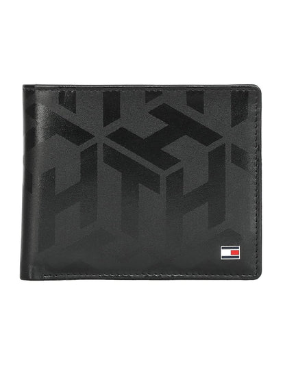 Tommy Hilfiger Arke Mens Leather Global Coin Wallet Print Black