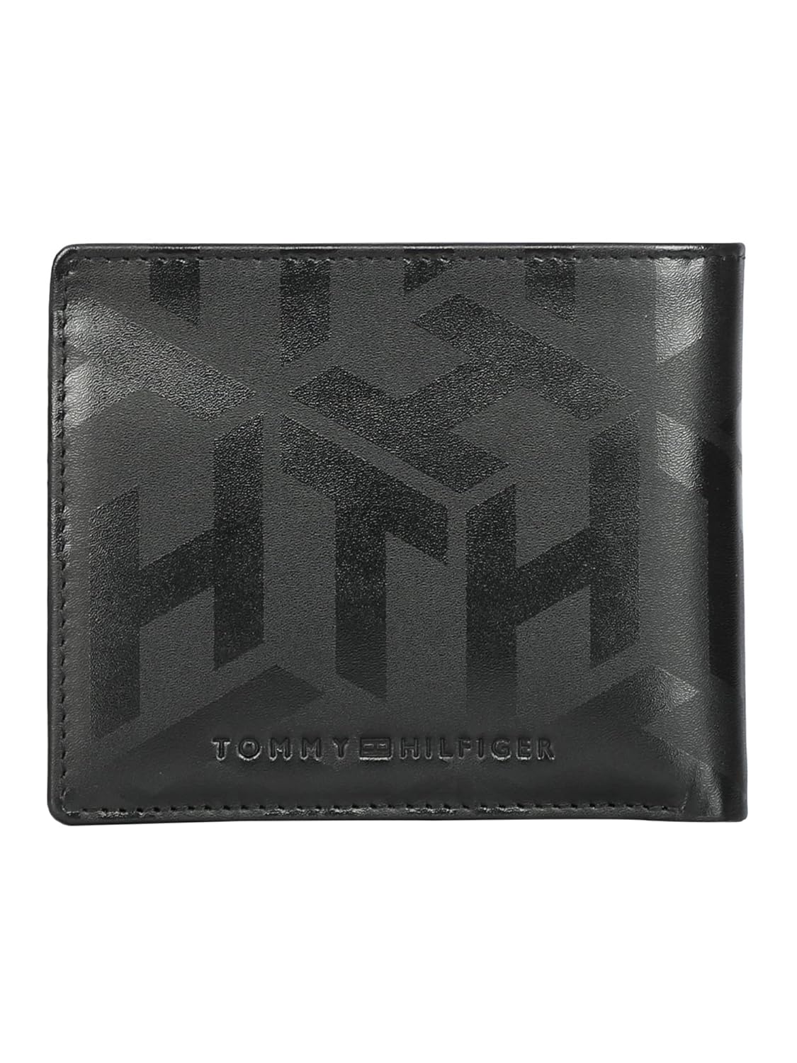 Tommy Hilfiger Arke Mens Leather Global Coin Wallet Print Black