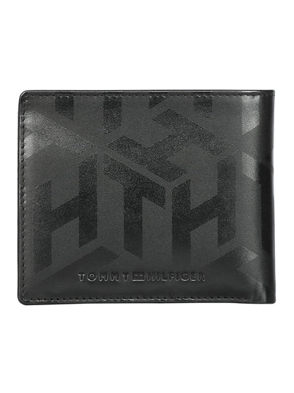 Tommy Hilfiger Arke Mens Leather Global Coin Wallet Print Black