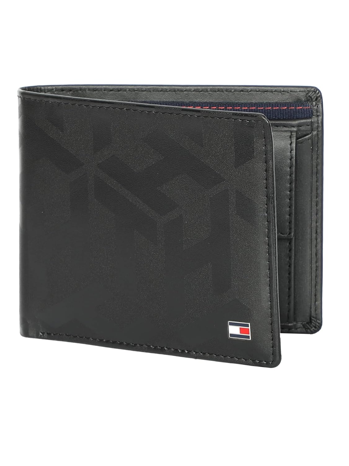 Tommy Hilfiger Arke Mens Leather Global Coin Wallet Print Black