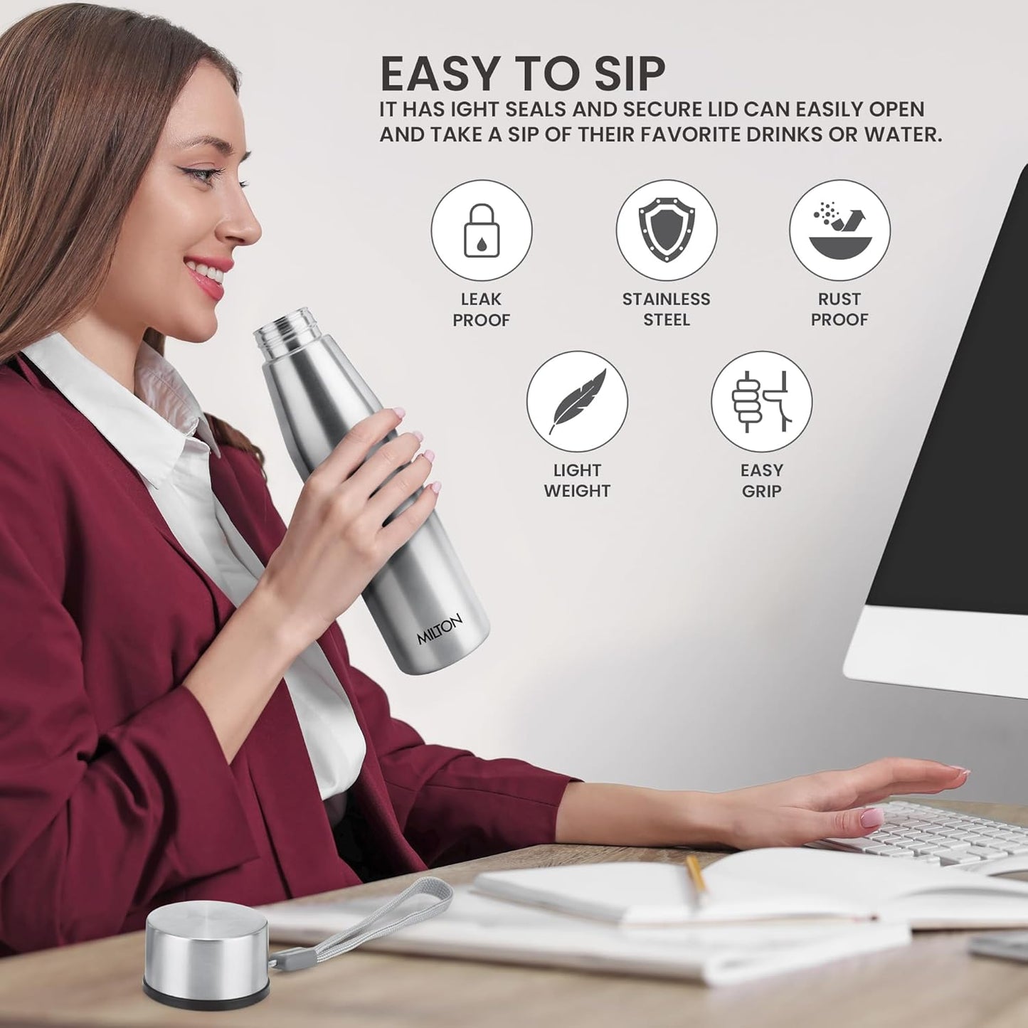 Milton Drift Stainless Steel Water Bottle 3 Piece Set - 1000ml