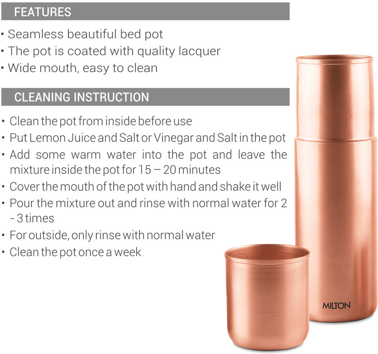 Milton Copper Bed Pot Water Bottle - 1100ml