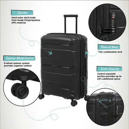 Momentous -   (Black) Expandable | TSA Lock | 8-Wheel luggage bag