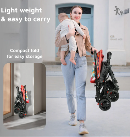 Lollipop Lite Stroller - Travel Friendly, Easy To Fold, Reversible Handle, Wheel Lock, Adjustable Leg Rest