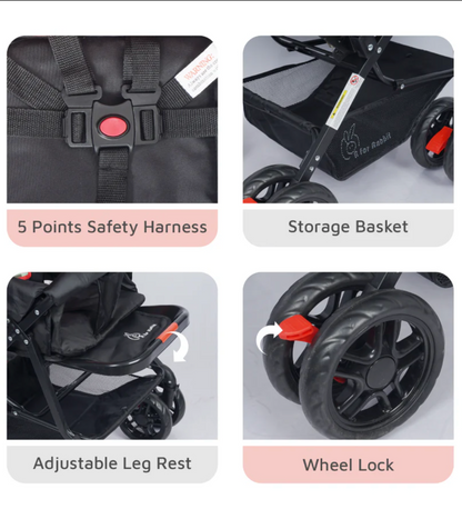 Lollipop Lite Stroller - Travel Friendly, Easy To Fold, Reversible Handle, Wheel Lock, Adjustable Leg Rest