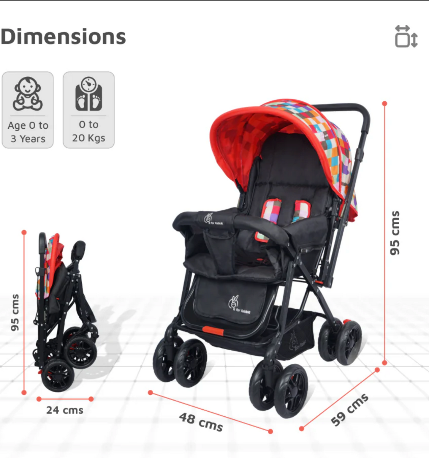 Lollipop Lite Stroller - Travel Friendly, Easy To Fold, Reversible Handle, Wheel Lock, Adjustable Leg Rest