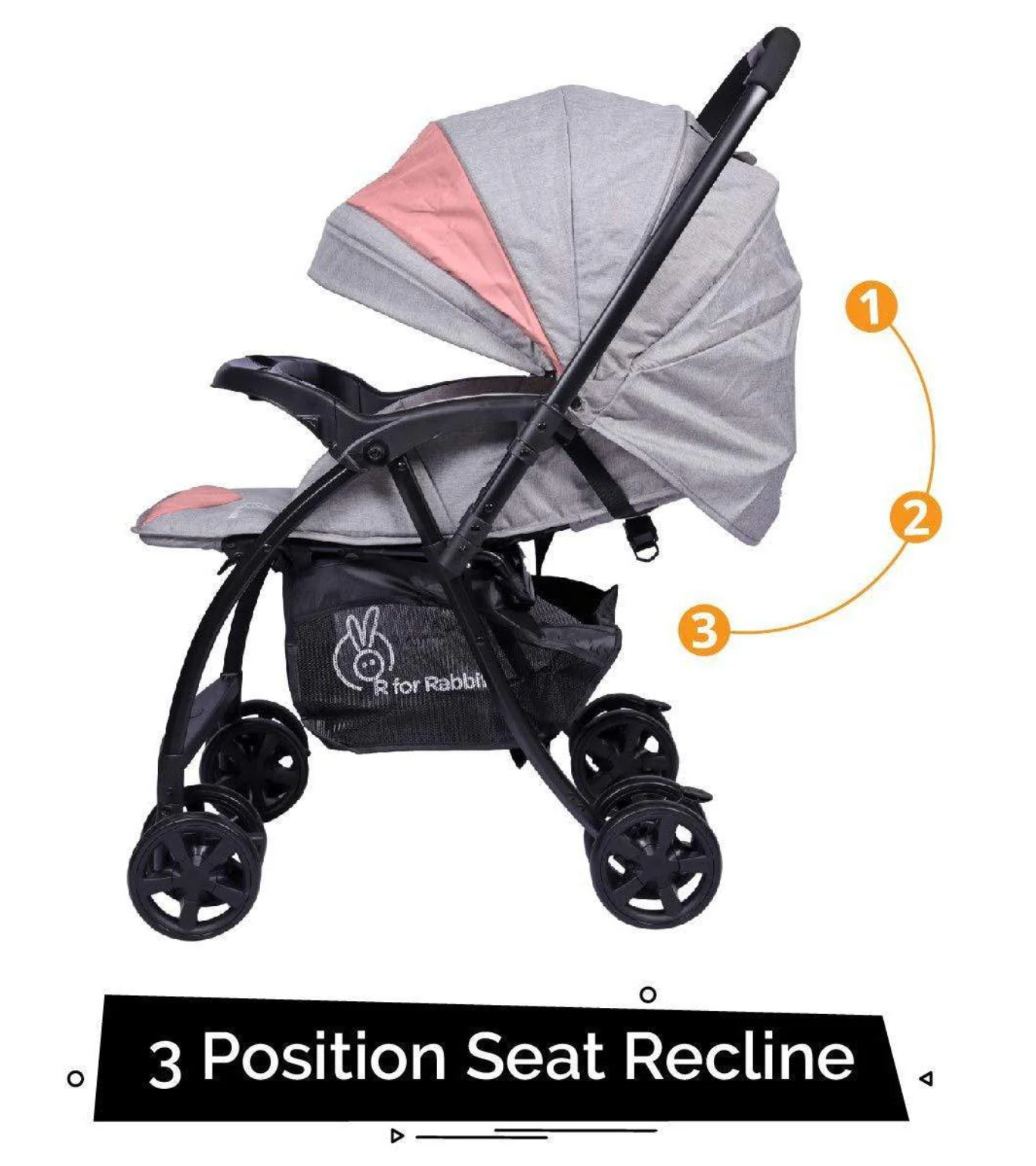 Sugar Pop Stroller - 3 Position Seat Recline, Easy One Hand Fold, Reversible Handle, UV Resistant Sun Canopy