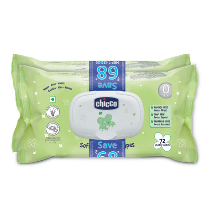 Chicco Baby Moments Soft Cleansing Wipes For Nappy Face & Hands